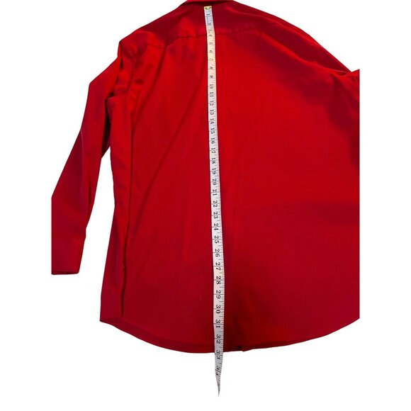 Van Heusen X-Large 17-17 1/2 32-33 Red  Cotton Blend  Long Sleeve Dress Shirt - Picture 10 of 12